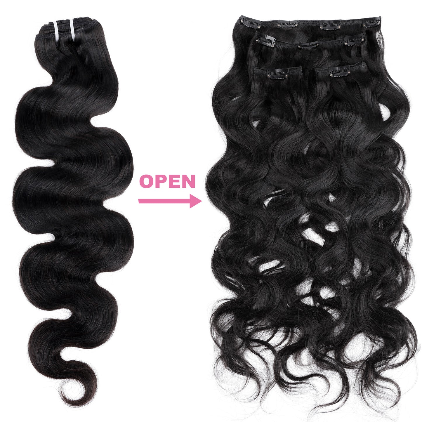 Clip-in hair extensions body wave