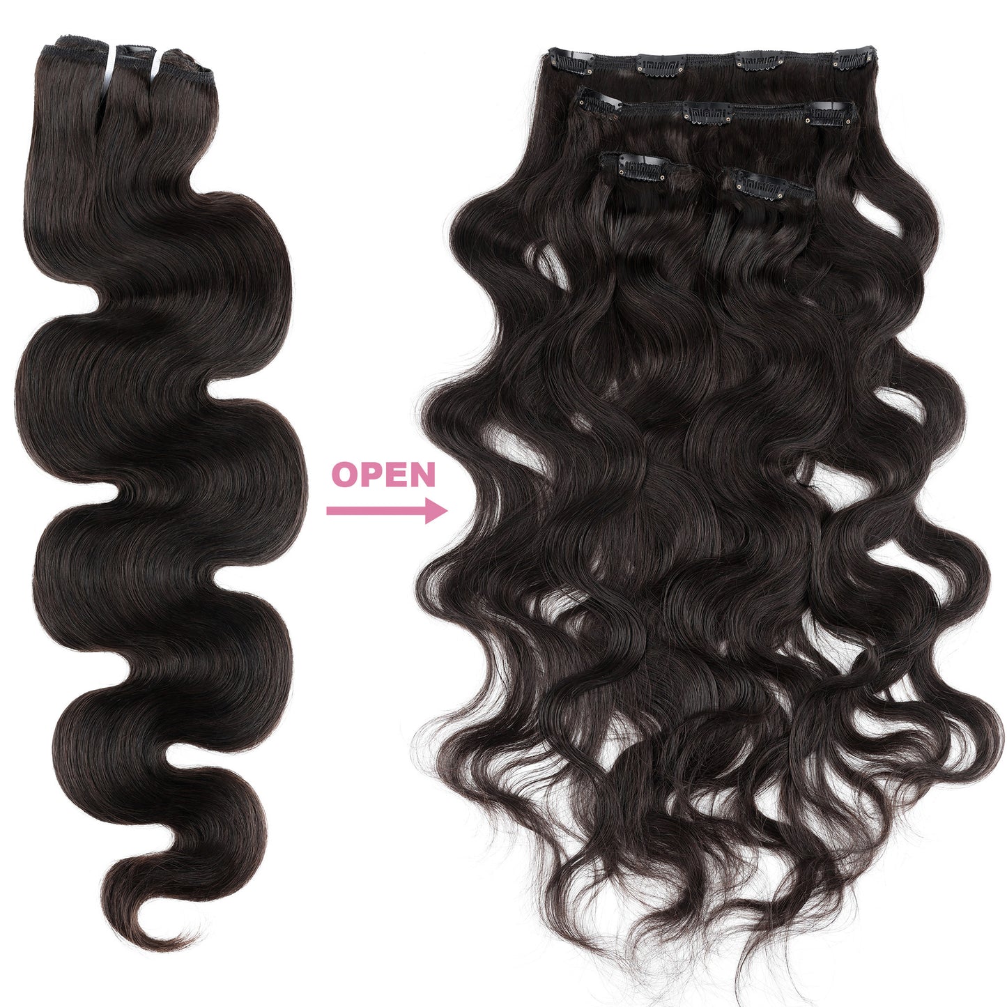 Clip-in hair extensions body wave