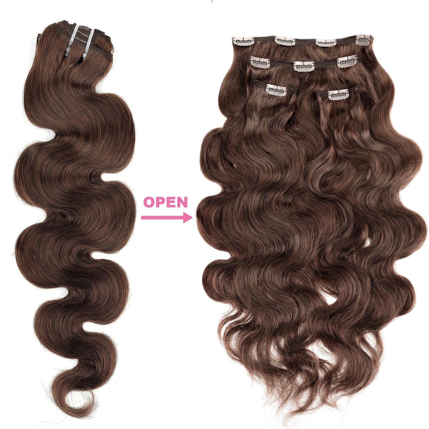 Clip-in hair extensions body wave