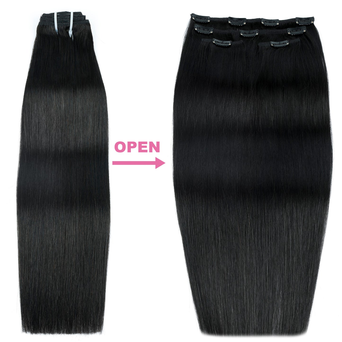 Straight Clip-In Hair Extensions Real human hair