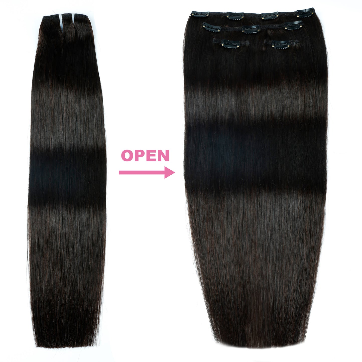 Straight Clip-In Hair Extensions Real human hair