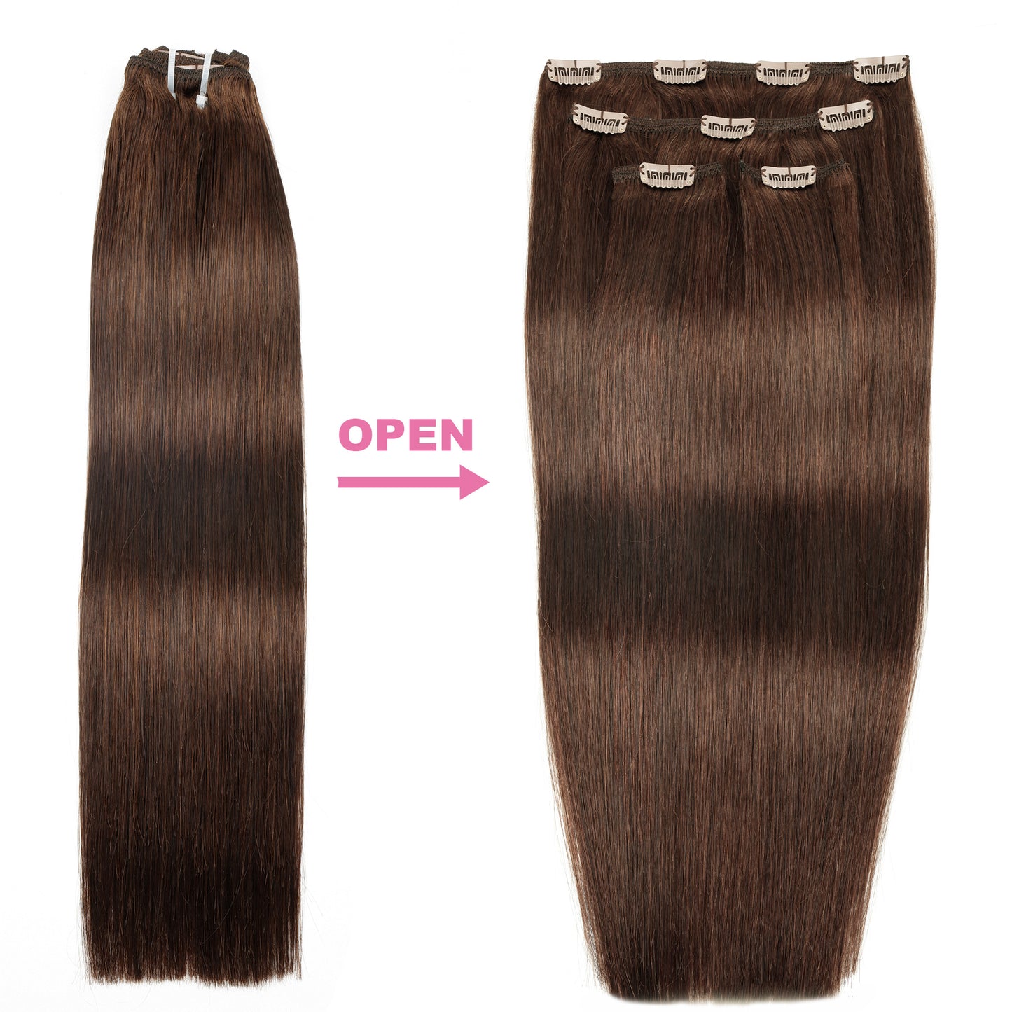 Straight Clip-In Hair Extensions Real human hair