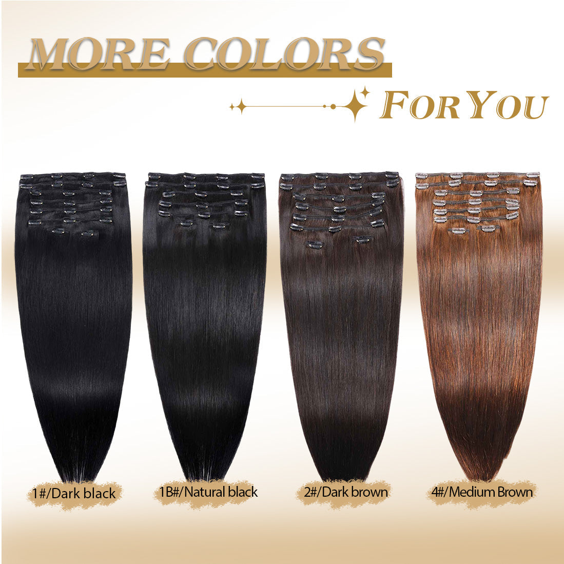 RICH COCO Straight 8-Piece Clip-In Hair Wefts for Full, Natural Volume