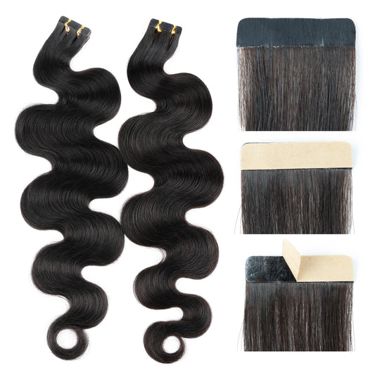 Body Wave Sticker Hair PU Hair Real Human Hair
