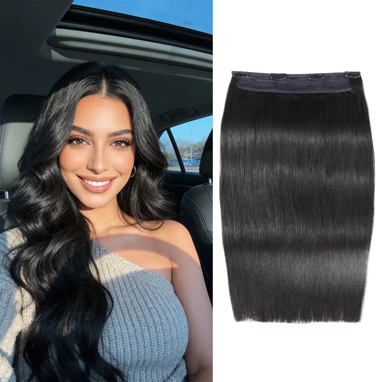RICH COCO 1PCS Hair Clip-In Extensions – 100% Virgin Human, Natural & Lightweight