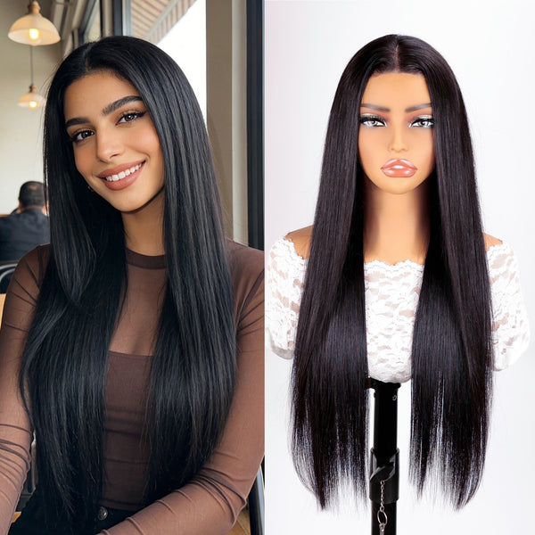 RICH COCO Straight Human Hair Lace Front Wig – 100% Real Hair, Natural Hairline