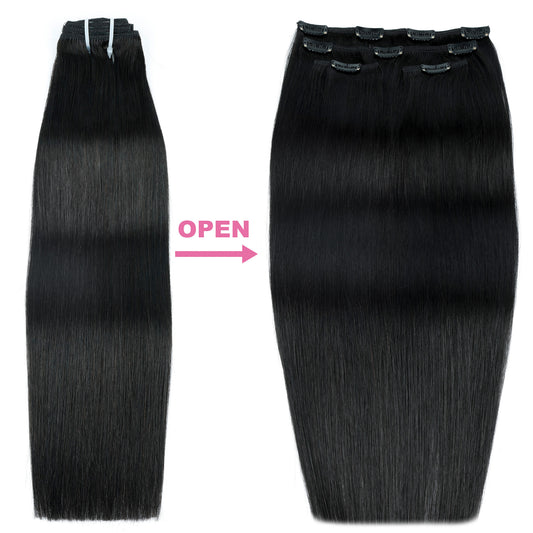 Straight Clip-In Hair Extensions Real human hair