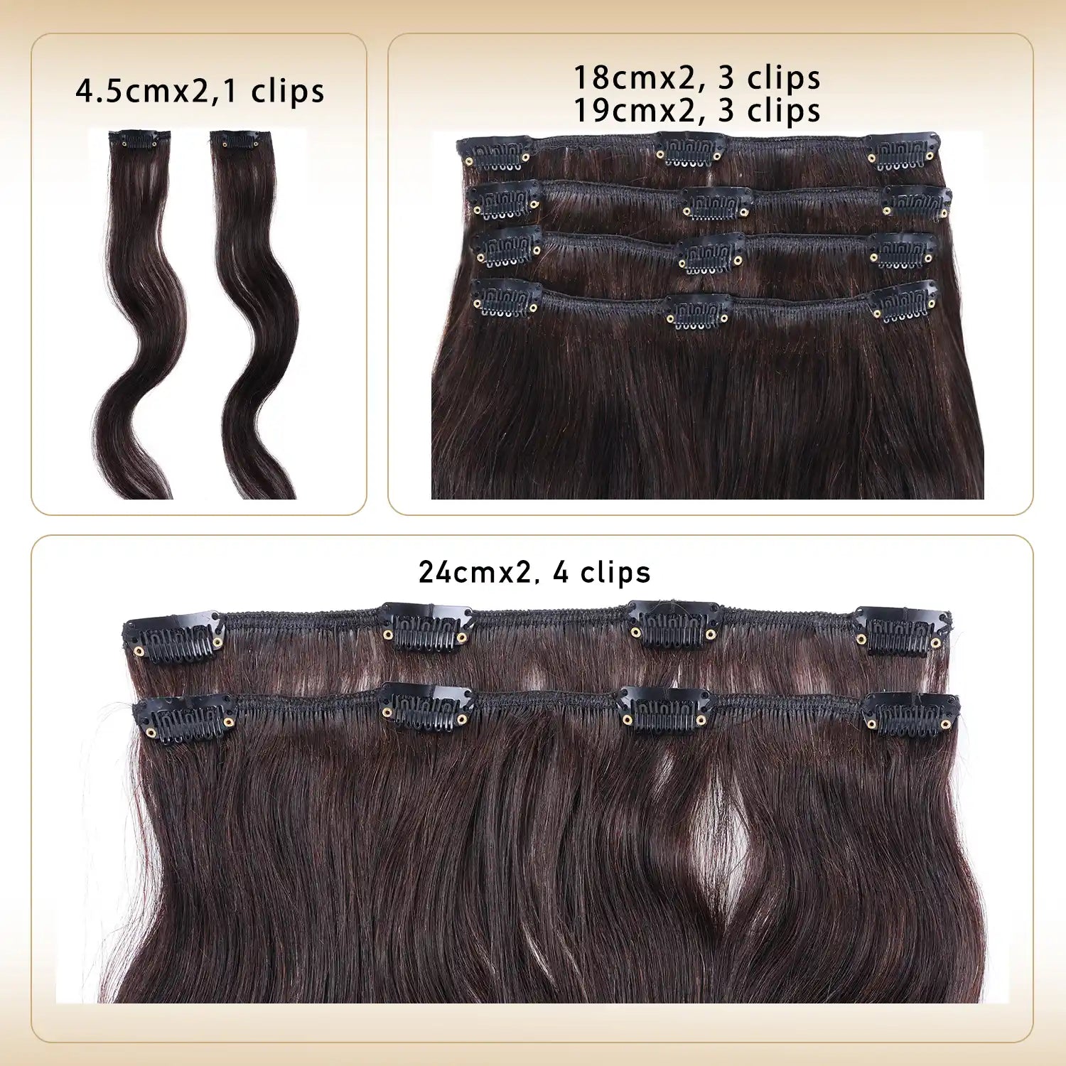RICH COCO Body Wave 8PCS Clip In Human Hair Extensions – Full Head Set, Natural Blend