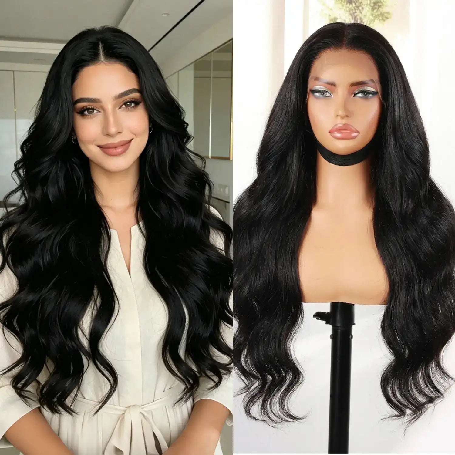 شعر مستعار مموج 13x4 قاعدة الدانتيل فروة طبيعية المظهر