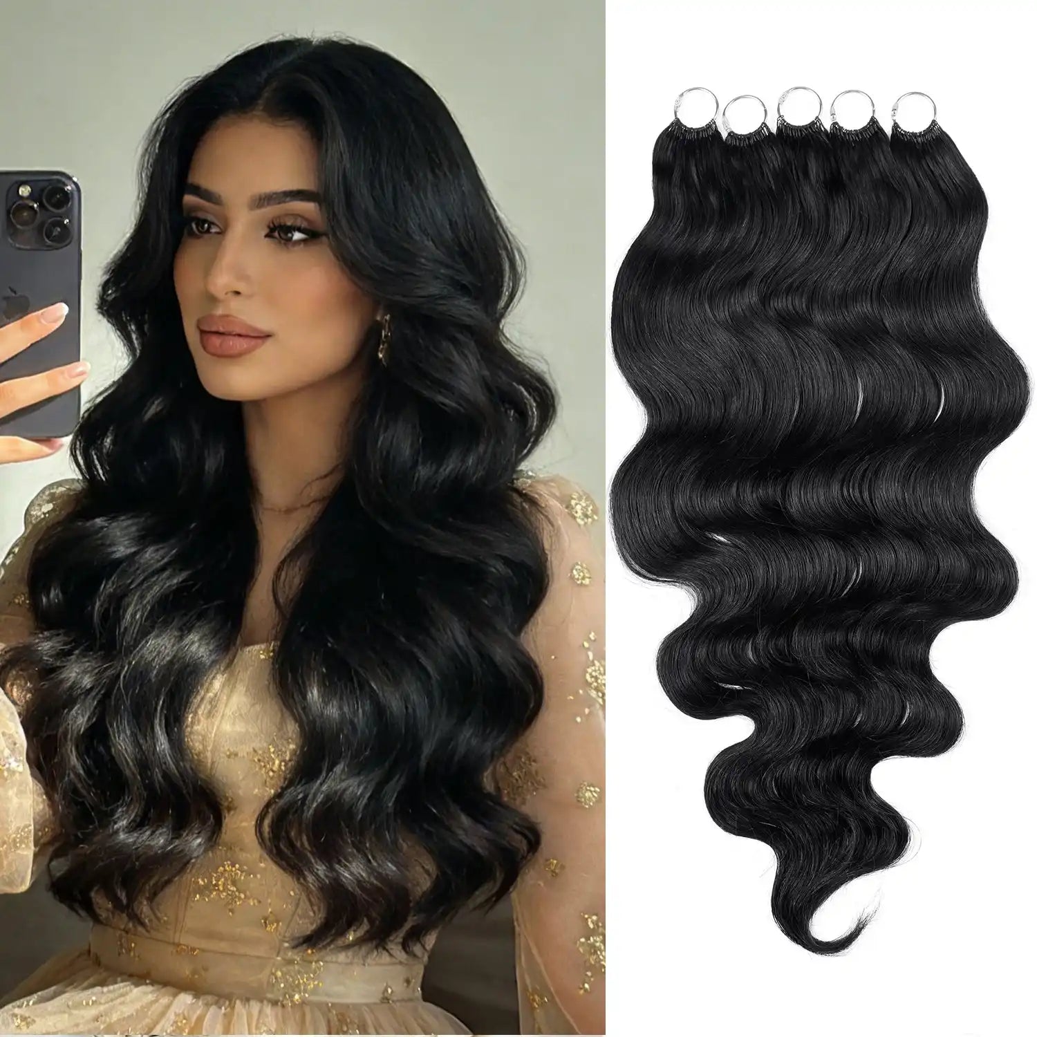 RICH COCO Body Wave Feather hair extensions – Lightweight & 100% Human Hair